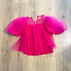 Pink Kids Top with Puff Sleeves